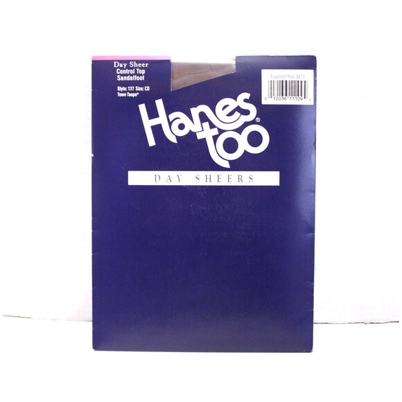 Vtg Hanes Pantyhose Day Sheer Control Top Sandalfoot Town Taupe Size CD - Picture 1 of 3